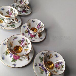 Vintage Mitterteich Bavaria Footed Demitasse Teacups and Saucers (Set of 5)